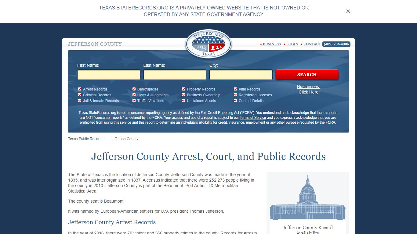 Jefferson County Arrest, Court, and Public Records